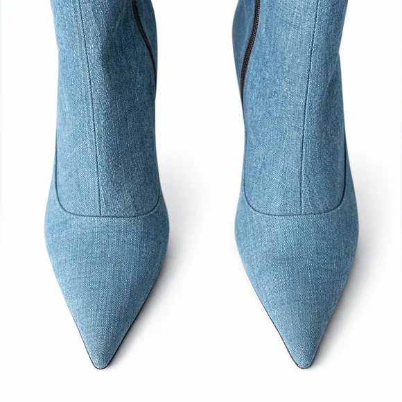 Vicini Italian Denim Boots 38.5 8 8.5 - Picture 3 of 8